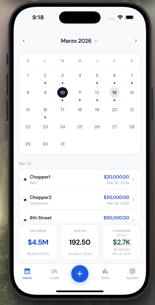 Controlla - Calendar and commission overview