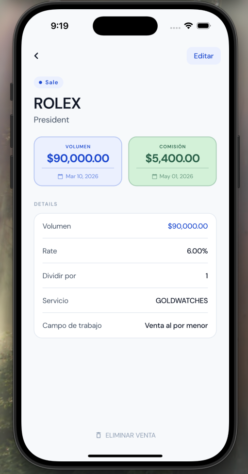 Controlla - Sale detail view